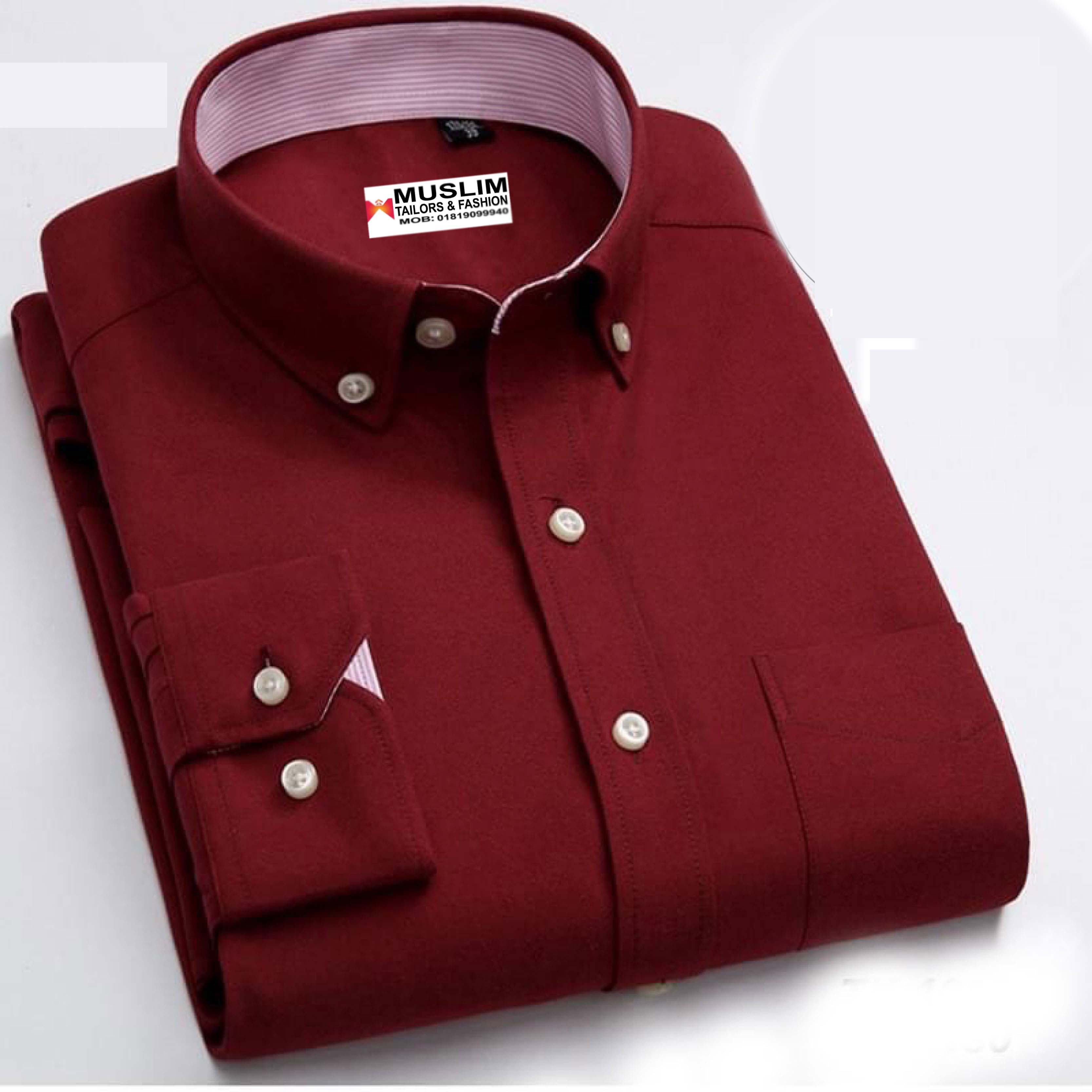 Maroon Cotton Long Sleeve Casual Shirt for Men 2021