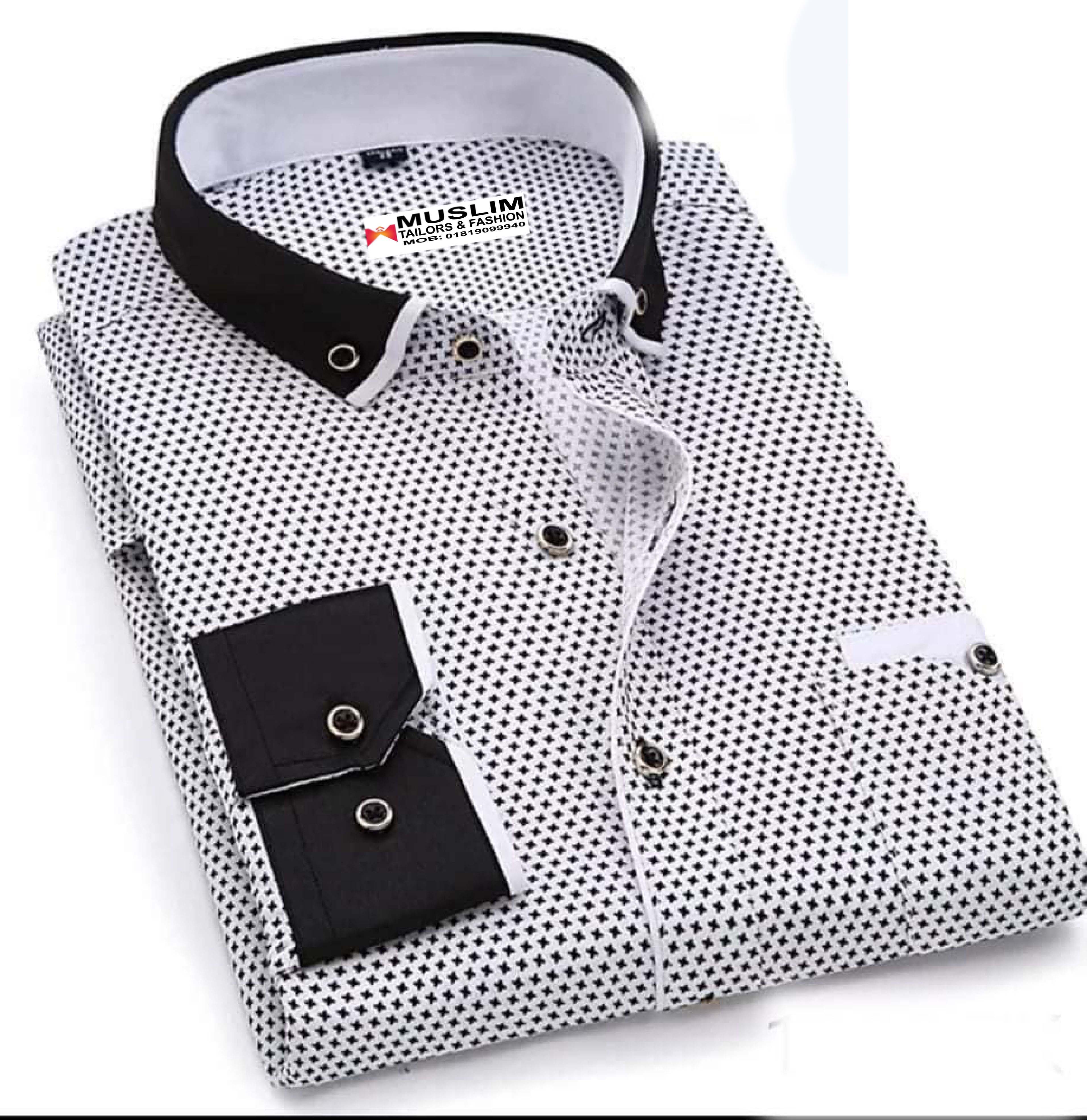 Black & White Long Sleeve Casual Shirt for Men