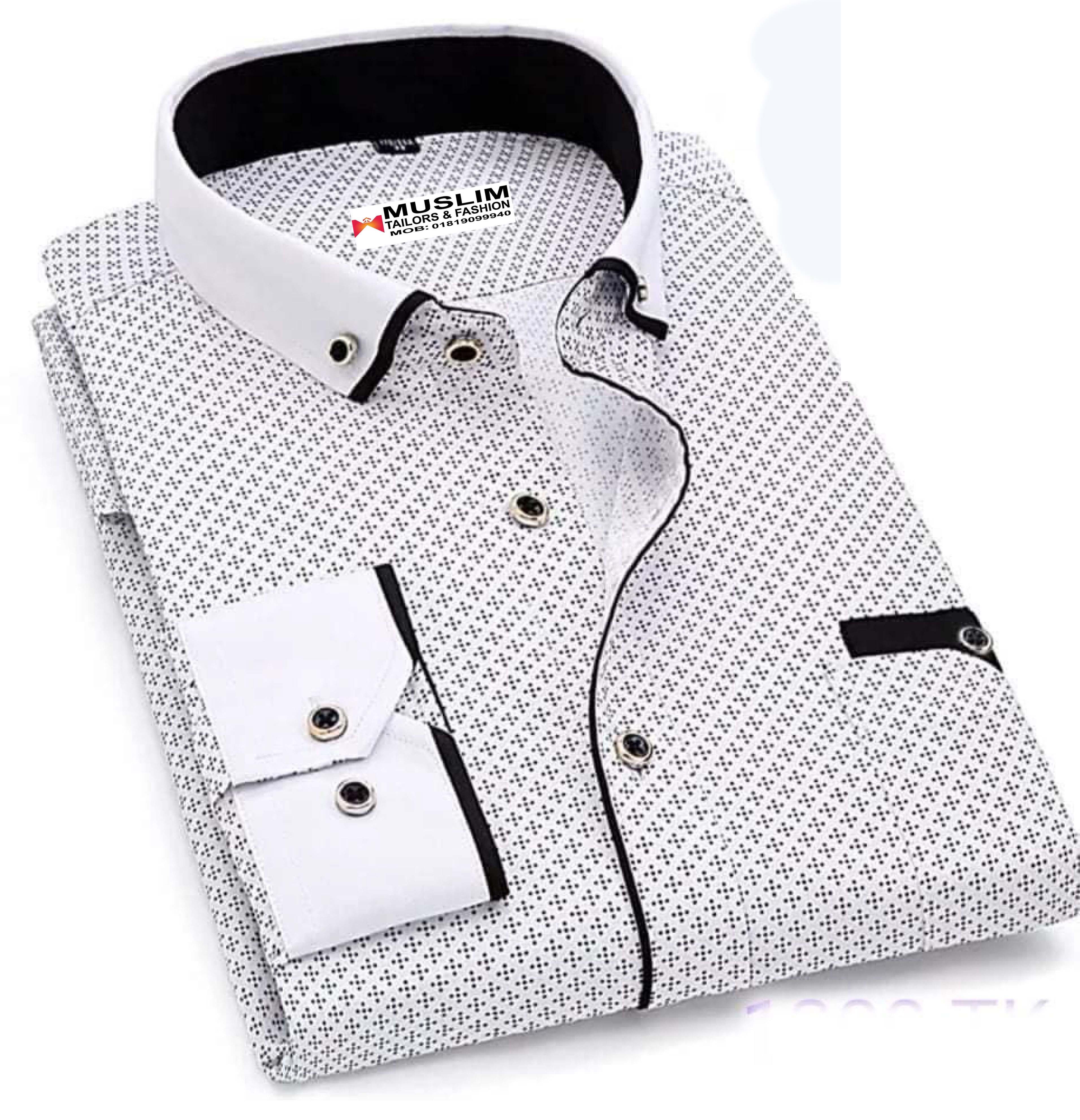 Black & White Print  Long Sleeve Casual Shirt for Men