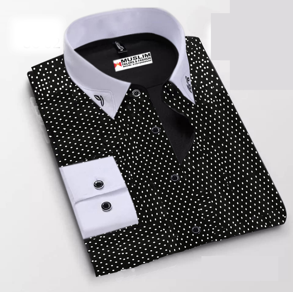 Black & White Print Design Long Sleeve Casual Shirt for Men